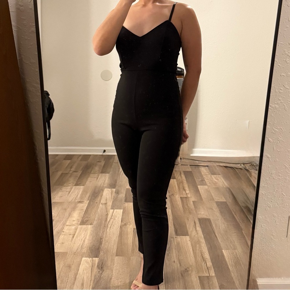 Forever 21 Black Spaghetti Strap Jumpsuit Medium